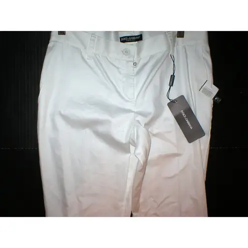 Dolce & Gabbana New NWT 4 Designer Womens Italy White Pants Trouser 40 Tall Long