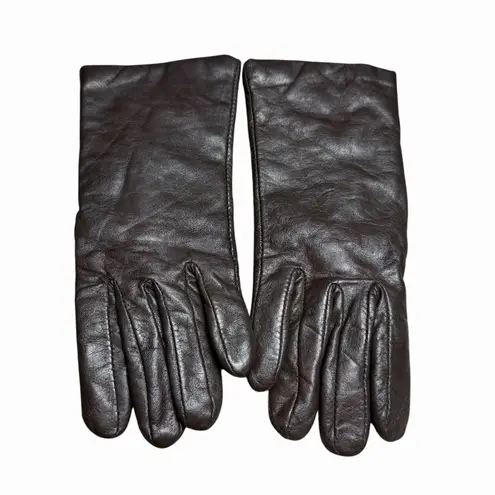 VTG Cashmere WPL 9093 Women's Chocolate Brown Size 7M Leather Gloves Lined