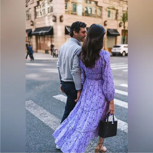 Ulla Johnson NWOT Joan Gathered Floral Silk Jacquard Midi Dress In Lilac Size 2