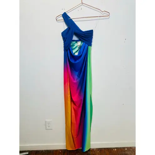 NWT BAOBAB Multicolor Ombre One Shoulder Front Cutout Eliza Maxi Dress Size S