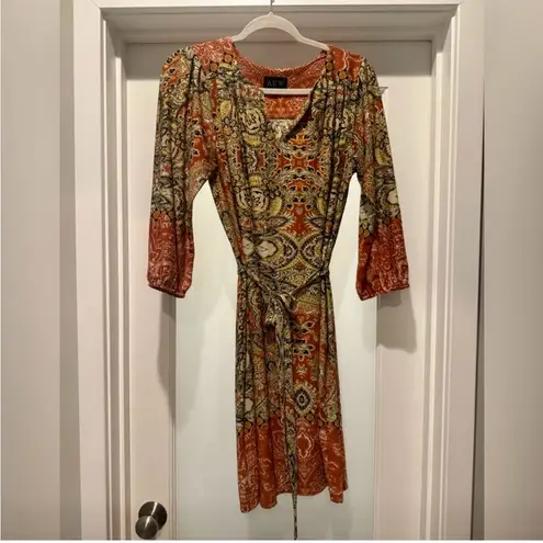 AUW Multicolored Paisley 3/4 Sleeve Dress Size 6