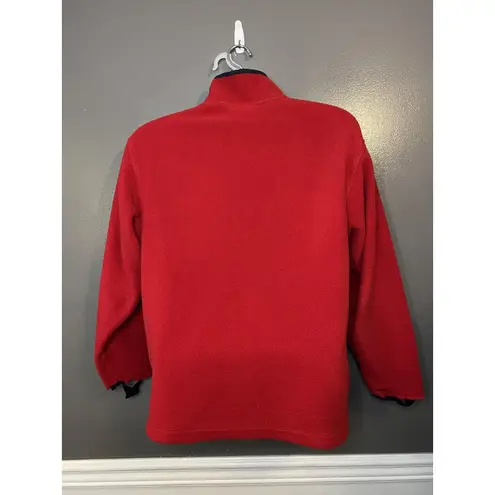 Woolrich Fleece Pullover Womens Medium Red Polartec Snap Mock Neck Outdoor Warm