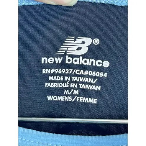 New Balance  Crop Pullover Top M Blue Flared Long Sleeve Round Neck Athleisure