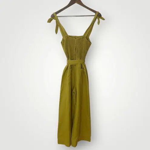 Apiece Apart Deia Jumpsuit Size 0 Green Yellow Tie Shoulder Cropped Wide Leg