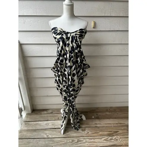 NWT NYCO Gabrielle Union Leopard Print Strapless Dress Black / Beige XL