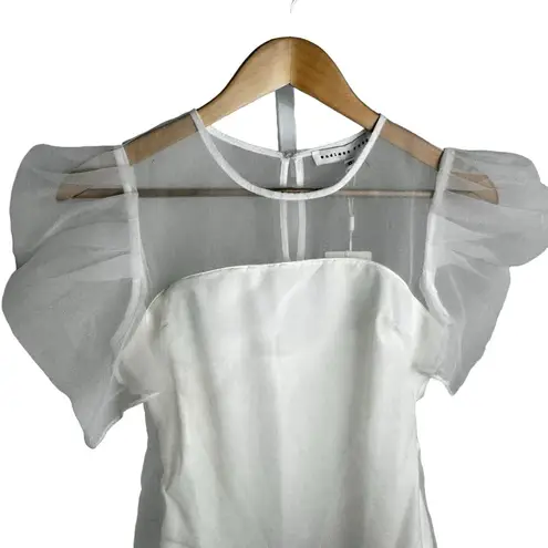 Endless Rose  Knit Organza Mixed Media Balloon Sleeve Top Ivory Women's XS NWT