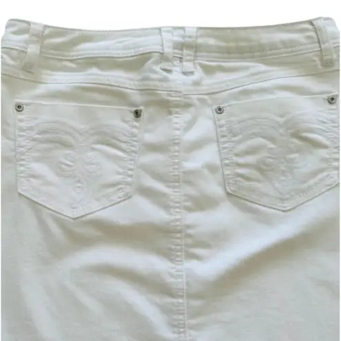 Roz & Ali Jean Skirt White Denim Jean Mini Skirt Size 4
