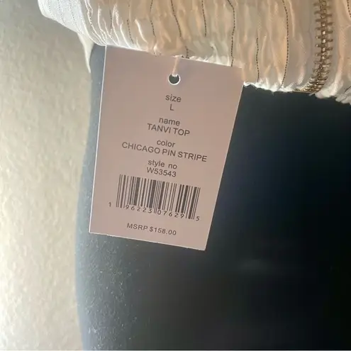 Walter Baker Tanvi Top, Chicago Pin Stripe Color White Black Stripes Back zipper