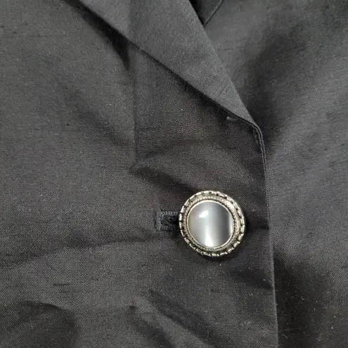 SILKLAND Women's Trench Coat 6 Black V Neck Lightweight Spring 100% Silk