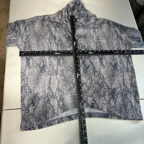 Clara Sun Woo Sweater Womens Small Gray Blue Python Knit Cowl Neck Drop Shoulder