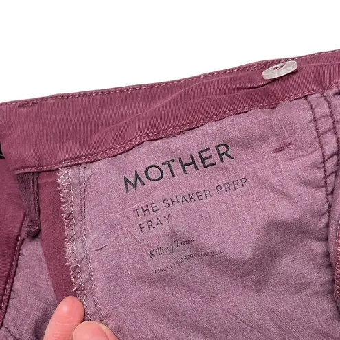 mother the shaker prep fray killing time maroon rose gold stripe trousers pants Red Size 24