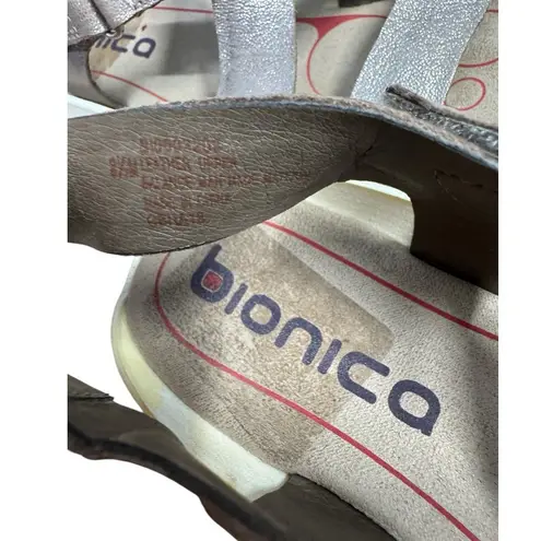 Bionica Sandals Women's Metallic Taupe Leather Open Toe Comfort