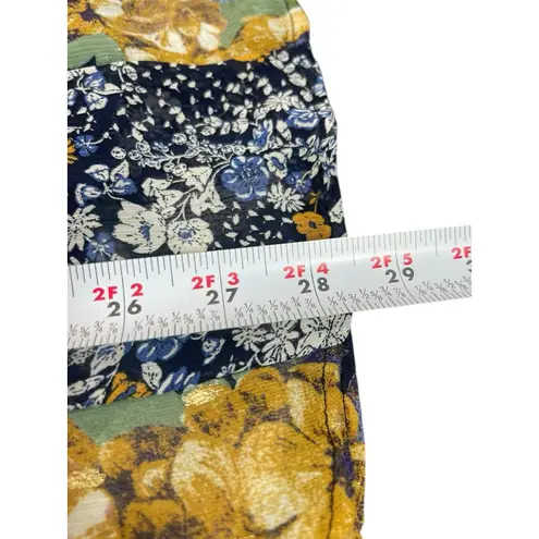 Fig & Flower 1X Floral Patchwork Top Peasant Boho Sheer Lined 3/4 Sleeve