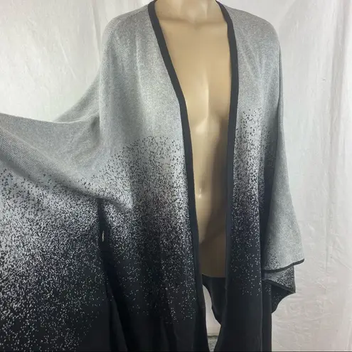 Belldini Gray & Black Print Knit Woven Drape Duster Cardigan Open Sweater M Size M