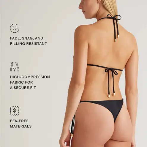 Quince NWT Italian Adjustable Side-Tie Bikini Bottom, Black Sz Small