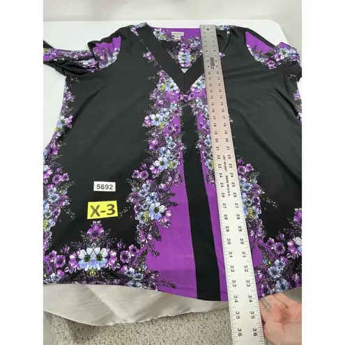 Womans Avenue Knee Length Shift Dress/top 22/24 Multicolor Floral Pullover Black Size undefined