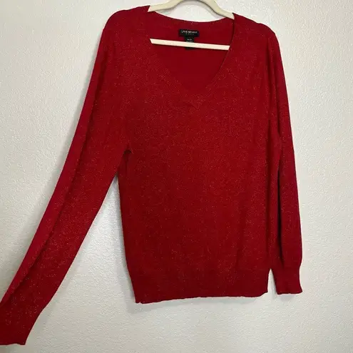 Lane Bryant  Red Metallic V-neck Sweater