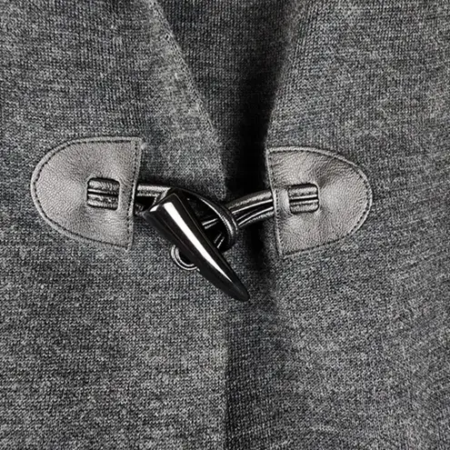 Ellen Tracy Hooded Cardigan Merino Wool Blend Sweater Toggle Charcoal Grey Sz M