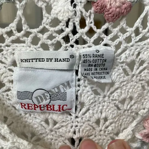 Vintage 80s Denim Republic Grannycore Cottagecore Pastel Floral Sweater S White