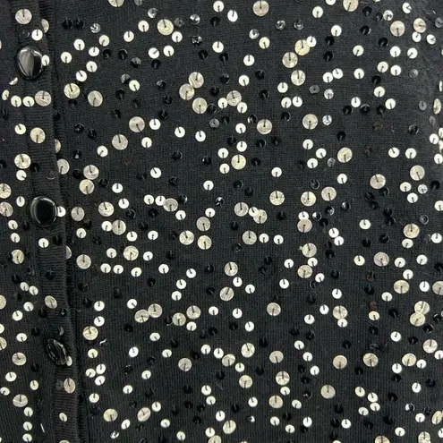 Talbots  M merino wool sequin black white button up sweater cardigan work casual - Image 4