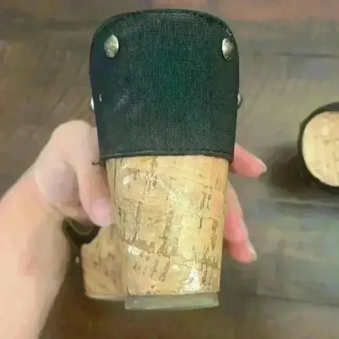 Charming Charlie  Cork Wedge Studded Black Sandals Size 9‎