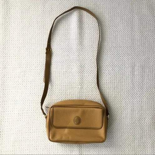 Mark Cross Vintage Tan Leather Rectangular Front Flap Top Zipper Crossbody Bag