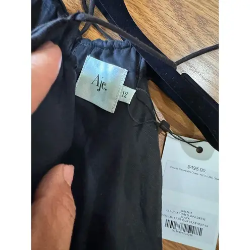 AJE. RUFFLED BLACK CLAUDIA TIERED MINI PARTY DRESS