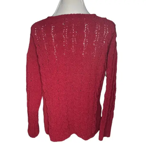 Ethereal Cable Knit Sweater Red Maroon Size Large