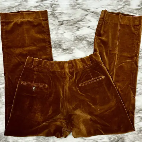 Vintage Brown Velvet Pants 60s 70s Unisex Sz 34x31 Bohemian Hippy Flower Power