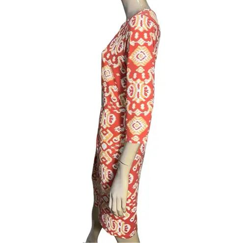 J. McLaughlin Women’s Size L Orange Coral Ikat Scroll Catalina Cloth Mia Dress