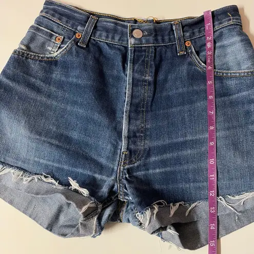 Levi's Vintage Levi’s 501 Distressed Dark Wash Cut Off Denim Shorts 27-28” Waist GUC