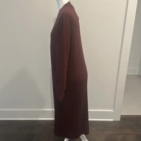 NWT 525 America Long Ribbed Merlot Duster Cardigan Sz XS/S Red