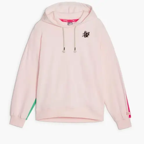 Lemlem x Puma Pink Hoodie with Green Stripes Size Small