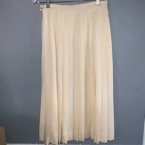 Ellen Tracy Vintage 80’s Retro ILGWU Soft Yellow Accordion Pleated MIDI Skirt 8