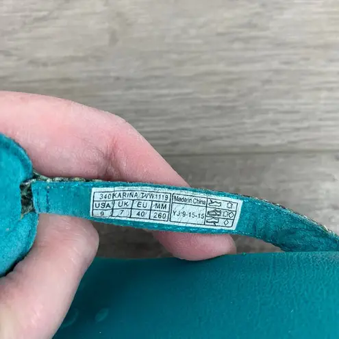 Vionic Teal Blue Snakeskin Karina Sandal Sz.9