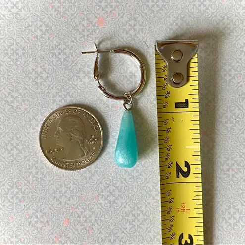 Handmade simple aqua teardrops hoop earrings💧♥️