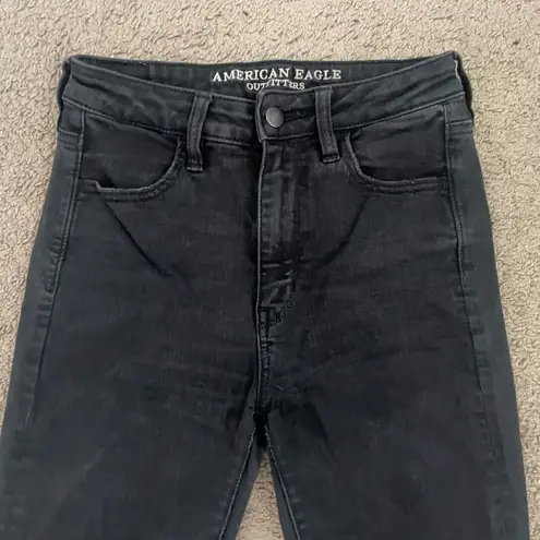 American Eagle  Outfitters Black Super High-Rise Distressed Jegging Skinny Jeans