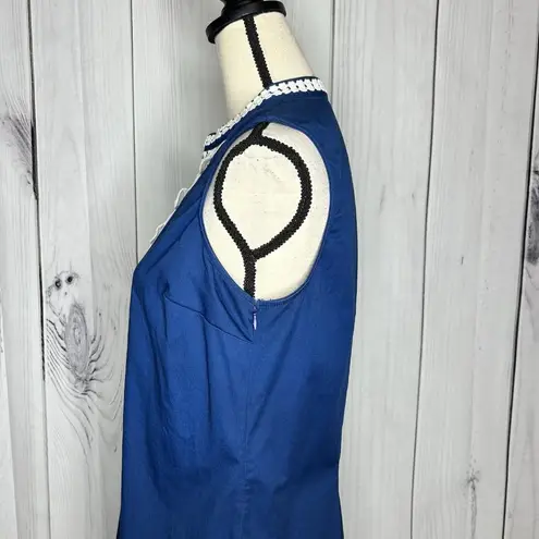 Mud Pie  B. Berry Sheath Dress Womens Sz L Blue Sleeveless Lace Detail Stretch