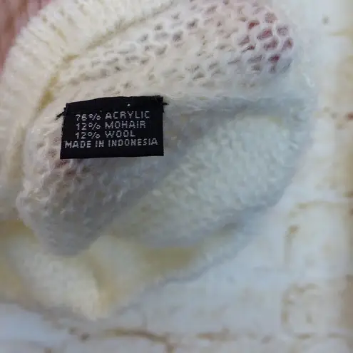 Wooden Ships Open Knit Sweater Women S M Ivory Mohair Wool Alice Elastic Hem