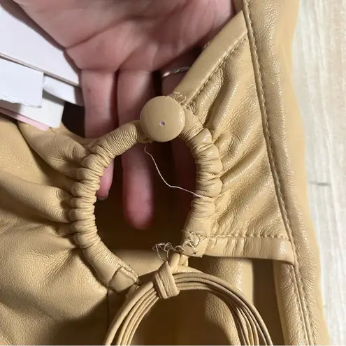 Nanushka Anubi Vegan Leather Sleeveless Wrap Midi Dress Margarine NWT Size S Yellow