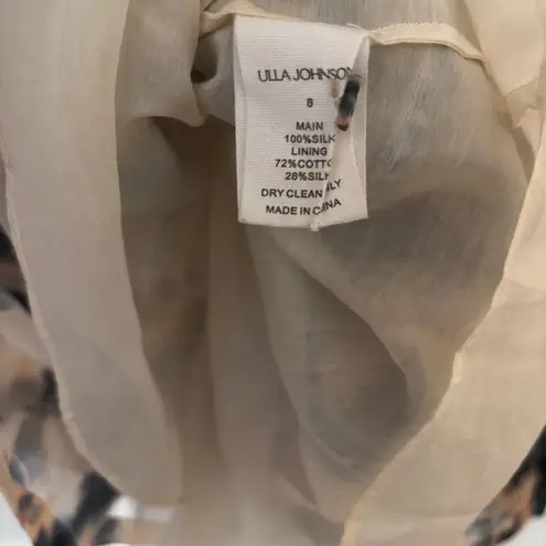 Ulla Johnson Adelaide Fossil Print Silk Long Sleeve Ruffle Mini Dress Size 8