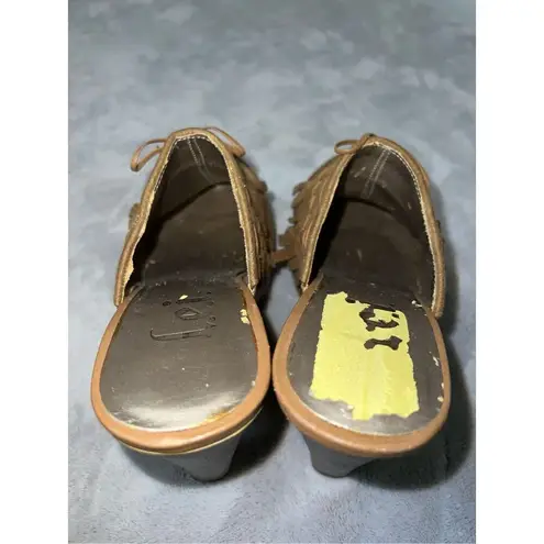 Vintage LEI Y2K Suede Fringe Chunky Platform Clog Mules Women’s 7 Brown