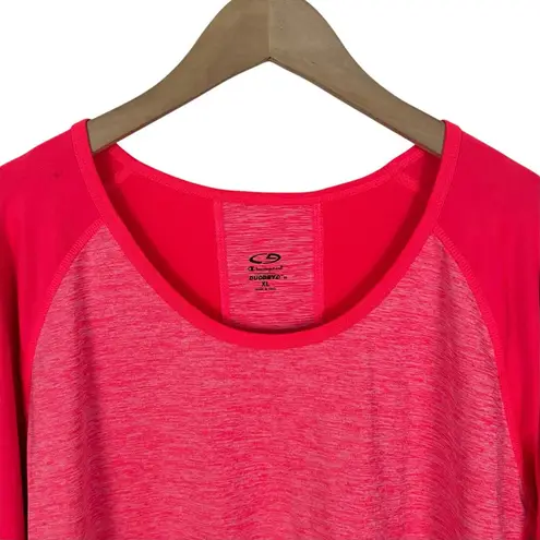 Champion  Duo Dry Neon Coral Pink Long Sleeve Workout Top Shirt Size XL