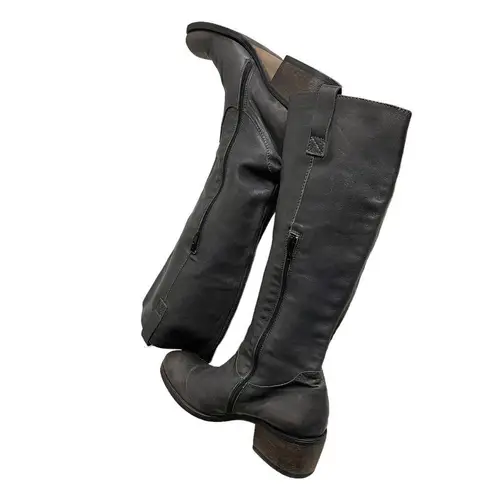 EMANUELA PASSERI Italy Grey Leather Boots Tall Block Heel EU Size 40 Gray