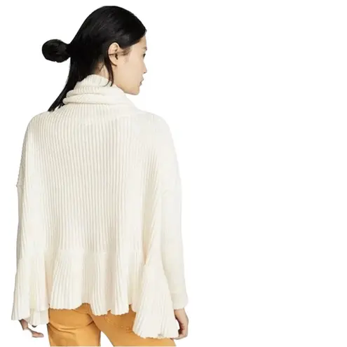 Free People  Layer Cake Trapeze Turtleneck Oversize white Sweater cotton Boho