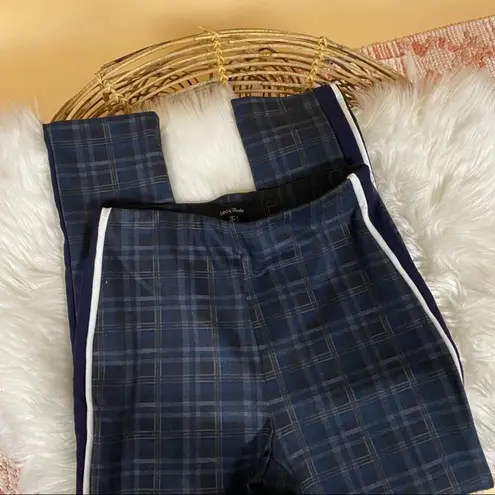 Lea & Viola 🛍️ High Rise Navy Blue Plaid Tapered Skinny Stripe Pants Size S