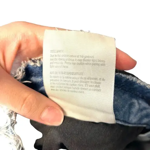 3x1 Stripped Shelter Shorts Medium Wash Distressed Cotton Denim Blue Size 25