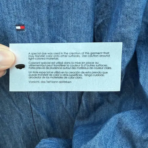 Tommy Hilfiger  Chambray Denim Blue Popover Tiered Shirt Dress Womens Size 8 New