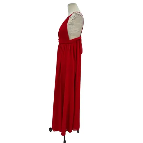 Michael Costello x Revolve Justin Gown Red Maxi Lace Slit Size Large