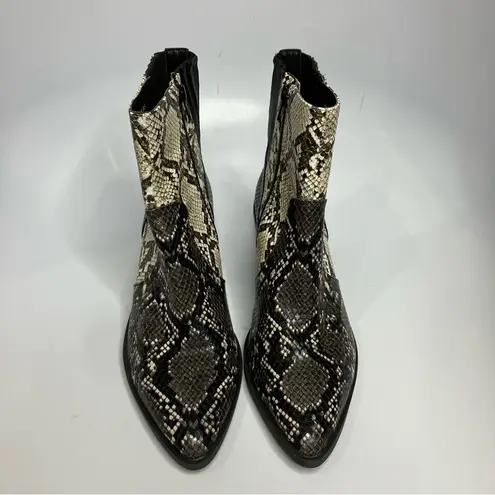 DV dolce Vita Zada ankle boots snake print leather pointed toe size 8.5 Black